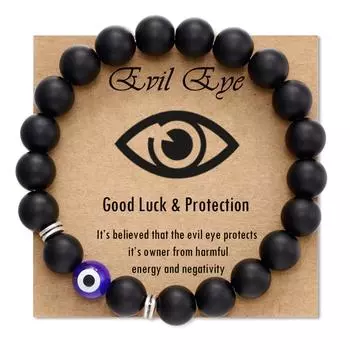 Devil s Eye Bracelet Blue Glass Eyes Frosted Tiger Eye Stone Bracelet Beads Agate Bracelet No card included
