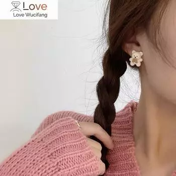 Девочки Маленький Белый Кролик Корейские Серьги Темперамент Милые Клип На Серьги Заявление Большие