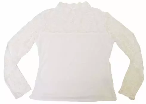 DF Gallery Dance Stage Long Elegant Size L White Top, Costume, Sleeve, Neck, Lace, (AA2294M2295L),