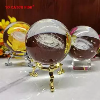Диаметр 6 см, глобус, галактика, миниатюры, хрустальный шар, 3D-гравированный лазером, кварцевый стеклянный шар, сфера, украшение для дома, аксессуары, подарки 6 CM