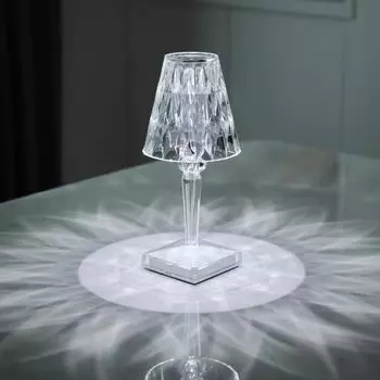 Diamond Crystal Lamp Nordic Small Night Lamp Bedroom Bedside Projection Ambience ThreeColor Dimming a