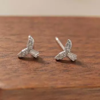 Diamond-encrusted Fishtail Earrings for Women New Trendy Exquisite Compact Temperamental Earrings High-end Earrings