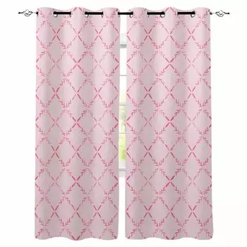 Diamond Grid Texture Pink Blackout Curtains For Living Room Bedroom Printed Window Treatment Drapes Home Decor W135 x H60cm