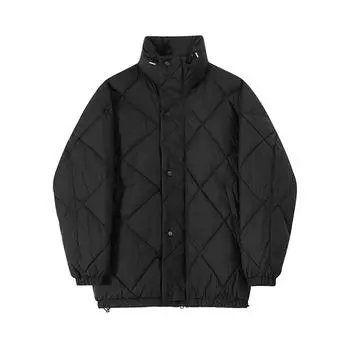 Diamond Stand Collar Cotton Coat Men s Winter Thickened Coat Korean Style Loose Niche Design Cotton Coat M