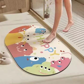 Diatom Mud Floor Mat Cartoon Little Monster Bathroom Anti Slip Mat Toilet Bathroom Door Absorber Mat 50 * 80cm