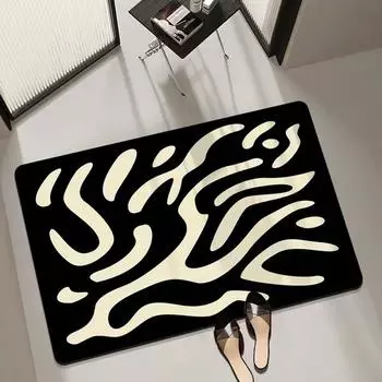 Diatom Mud Floor Mat Simple Black and White Water-washable Bathroom Anti slip Mat Bathroom Wear Resistant Water Absorption Mat 50 * 80cm