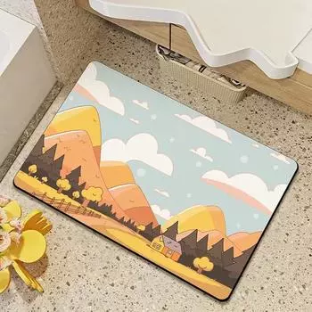 Diatomium mud door mat toilet soft mat can be cut absorbent mat wash basin mat foot mat bathroom non-slip mat 40 * 60cm [Crystal Velvet]