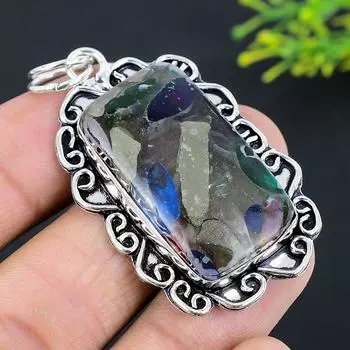 Dicorich Glass Gemstone Handmade 925 Sterling Silver Jewelry Pendant 2.36 F7w13