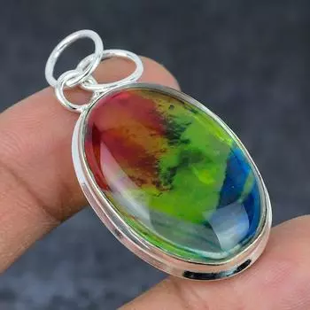Dicorich Glass Gemstone Handmade 925 Sterling Silver Jewelry Pendant 1.97 P3D74