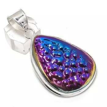 Dicorich Glass Gemstone Handmade 925 Sterling Silver Jewelry Pendant 2.56 b3J98