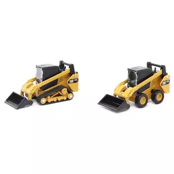 DIECAST MASTERS Caterpillar CAT 272D2 Skid Steer Loader CAT 297D2 Compact Track Loader Set of 2 Completed Product DM84647CS 1/64 &
