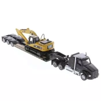 DIECAST MASTERS Kenworth 880 s SBFS 40-дюймовый тандемный тягач с прицепом для спальных мест, гидравлический экскаватор CAT 320D L, в комплекте готовый продукт DM84420 1/87