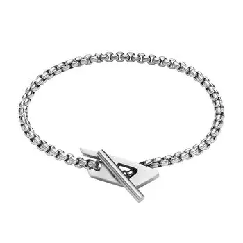 DIESEL Stainless Steel with Lobster Hook or Fold Over Closure Stainless No Stainless no jewels Men s Bracelet, Length 185mm, Width 28mm, Height