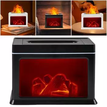 Диффузор эфирных масел Flame, ароматерапевтический диффузор, 2/4/8 ч, таймер, диффузор холодного тумана, низкий уровень шума, автоматическое выключение для спальни, гостиной чёрный