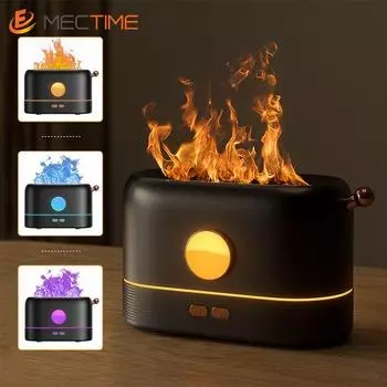 ДИФФУЗОР-УВЛАЖНИТЕЛЬ 3D FLAME AROMA С РАЗЛИЧНЫМИ ЦВЕТНЫМИ ПОДСВЕТКАМИ - Черный чёрный
