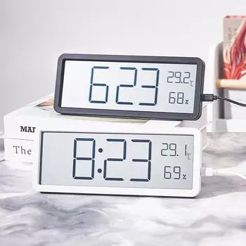 Digital Alarm Clock LCD Display Multifunctional Temperature Humidity Alarm Clock Ultra Thin Electronic Clock Room Home Decor белый