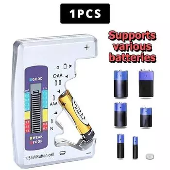 Digital Battery Tester C D N AA AAA 9V 1.5V Button Cell Capacity Check Detector LCD Display Capacitance Diagnostic Tool белый
