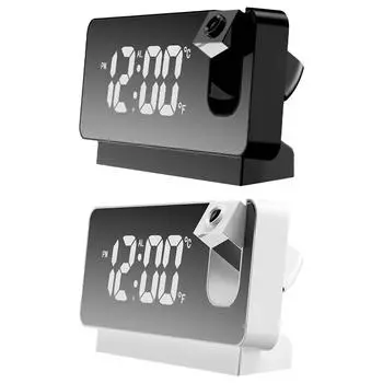 Digital Desktop Clocks 180° Projector on Ceiling Projection Alarm Clock LED Display Temperature Display for Bedroom Living Room чёрный