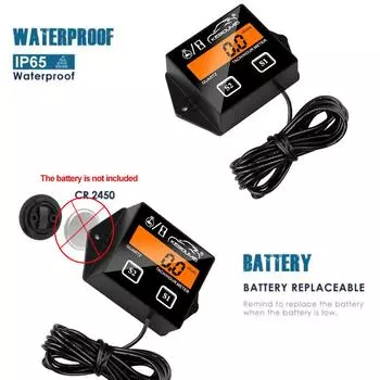 Digital Engine Tach Hour Meter Tachometer Gauge Engine Waterproof RPM LCD Backlight for Motorcycle Motor Stroke Engine Car Boat чёрный