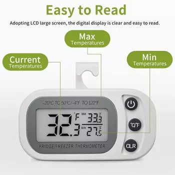 Digital Frigerator Thermometer Waterproof Freezer Room Thermometer Kitchen Thermometer Supplies Multi-Function Kitchen Tools чёрный
