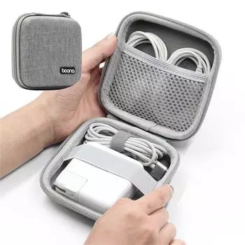 Digital Gadgets Case Earphone Storage Bag Data Cable Storage Bag Electronics Gadgets Organizer Round Black