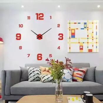 Digital Large 3d Wall Clock Living Room Homes and Decoration Bedroom Decorate DIY Offices Family Suitable Frameless Art Decor 40cm золотой