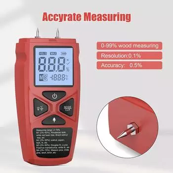 Digital Moisture Meter Handheld Wood Moisture Detector LCD Hygrometer Humidity Measurement for Timber Bamboo Paper Herbal чёрный