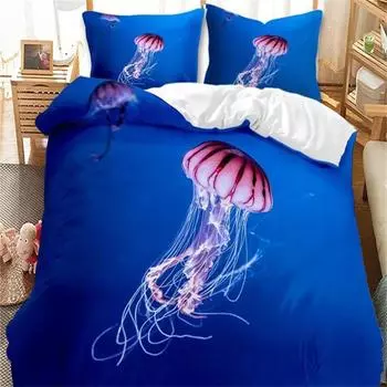 Digital Printing Western Shark Bedding Set Sky Blue Background Full Size Comforter Sets Bed Clothe California King Bedding Sets US Queen228x228cm