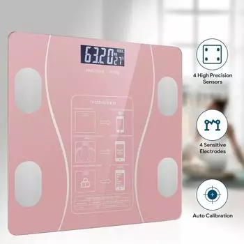 Digital Simple and Practical Body Fat Scale with Smartphone App, Bathroom Scale with Led Display, Provides Body розовый