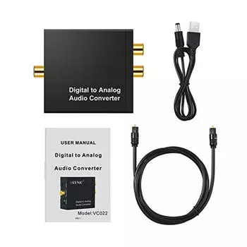 Digital To Analog Audio Converter 3.5mm Jack Optical Right Left Channel For HDTV AVE чёрный