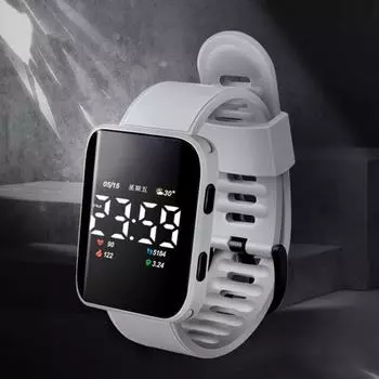 Digital Watch Long Lifespan Professional Trendy Block Design Waterproof Decoration Silicone Multicolor LED Electronic Watch Gift розовый