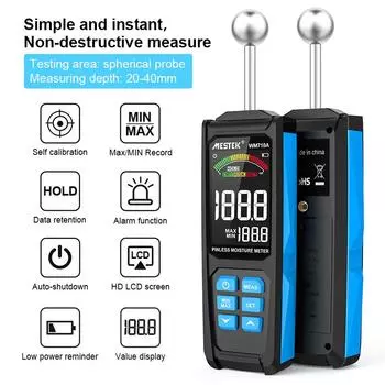 Digital Wood Moisture Meter Timber Damp Detector Alarm Function Humidity Tester Non-contact Hygrometer Moisture Detector