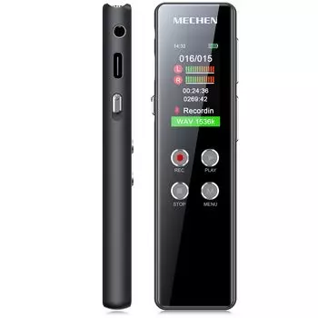 Диктофон MECHEN 64 ГБ, небольшой IC-диктофон с качеством звука 1536 кбит/с, компактный мини-звукосниматель, поддержка одной кнопки записи и динамика