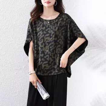 DIMANAF 2025 Summer Plus Size New Oversized T-Shirt Casual Women Loose Tops Tees Fashion Batwing Sleeves Shirt L чёрный