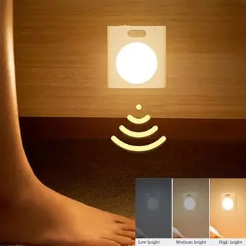 Dimming Night Light With Motion Sensor LED Light Lamps Children S Night Light Wireless Night Lamp For Bedside Table Bedroom WHITE теплый белый