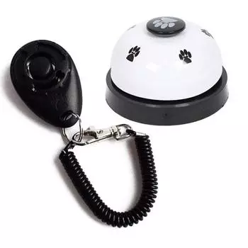 Dingdong Pet кольцо-кликер + колокольчик для собаки, колокольчик (белый), зазывала (черный), 1 комплект
