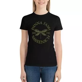 Dinna Fash Sassenach Dragonfly Outlander Green Design T-Shirt Lady Clothes Korean Fashion Funny Woman Clothes S белый