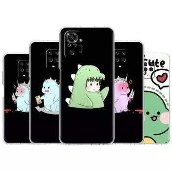 Dinosaur Cartoon Case For Xiaomi Redmi Note 11 Pro 10 9 9S 8 8T 7 9A 9C 9T 10 10C K40 Clear TPU Soft Phone Cover Redmi Note 11 Pro 5G