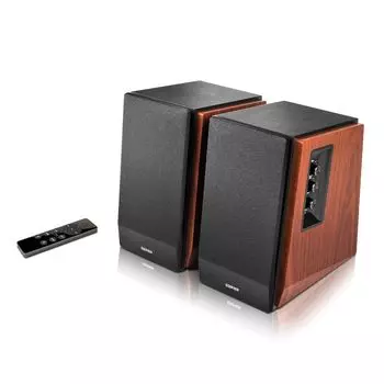 Direct Edifier R1700BTs Полочная акустическая система ПК-колонка 66 Вт Активный мониторный усилитель, оснащенный входом для сабвуфера, набор из 2 коричневых деревянных панелей из МДФ
