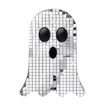 Disco Ghost Statue Shiny Mirror Ghost Figurine Dazzling Reflective Ghost Ornament for Home Parties Bars Halloween Decoration 1pc