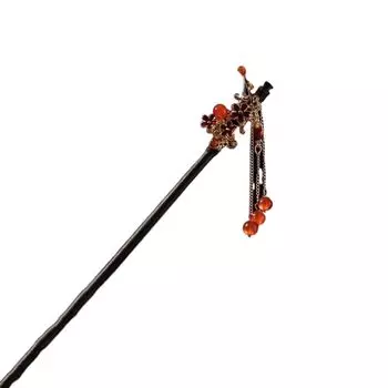Disk Hair Tassel For Ladies Hanfu Imitation Jade Flower Hair Sticks Hair Accessories Wooden Hair Fork Chinese Style Hairpin