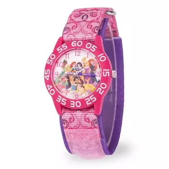 Disney Часы-браслет Princess Kids Plastic Time Teacher Analog Quartz с нейлоновым ремешком, розовые, розовый