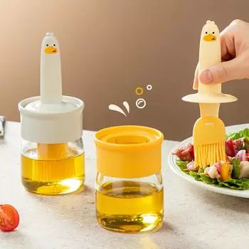 Диспенсер для масла для барбекю с кисточкой, бытовые силиконовые кисточки для кухни, приготовления пищи, жарки, выпечки, 2 в 1 портативный инструмент для приправы соуса белый