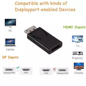 Displayport - HDMI-совместимый адаптер Dp Male - Female HDMI-совместимый видео-аудиокабель Hd 4K 1080P для ПК, телевизора, ноутбука