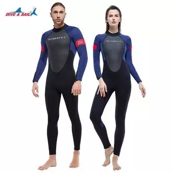 DIVE & SAIL новый гидрокостюм мужской утолщенный цельный гидрокостюм 3MM женский снорклинг серфинг медуза утепленный купальник S