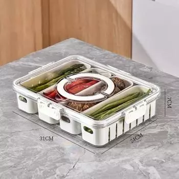 Divided Plate with Lid, Food Storage Box, Snack Box, 4/8 Grid Snack Box, Fruit Storage Box for Refrigerator, Vegetable, Fruit