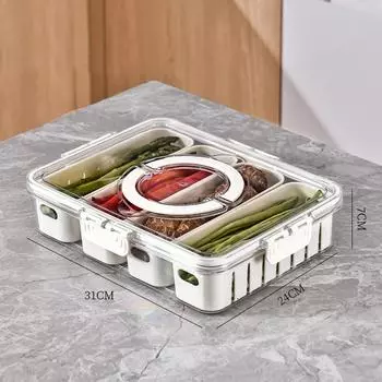 Divided Serving Tray with Lid , Food Storage Container, Snack Box, 4/8 Compartment Snack Containers, Fruit Storage Containers