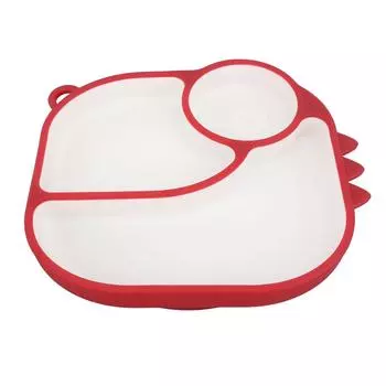 Divided Silicone Suction Plate for Baby Unbreakable Safety Preventing Spills Easy To Clean Toddler красный