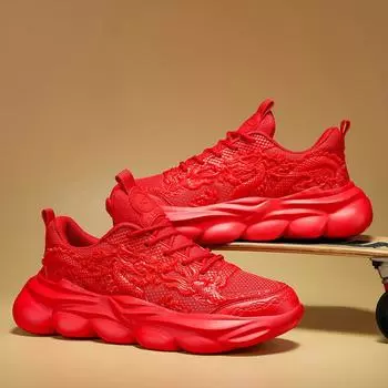 Divine beast Chinese dragon sports men s shoes three-dimensional carving dragon casual running shoes platform-soled Guochao dad shoes 39