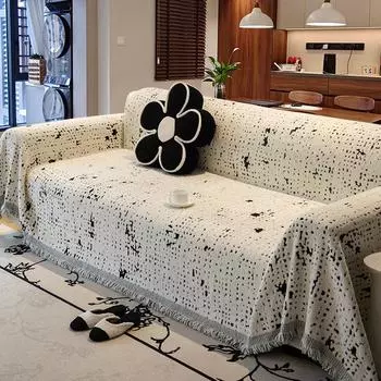 Диванное покрывало из ткани шенилл в скандинавском стиле Four Seasons Universal Sofas Covers Modern Simple Tassel Sofa Towel Furniture Protector 180x130cm